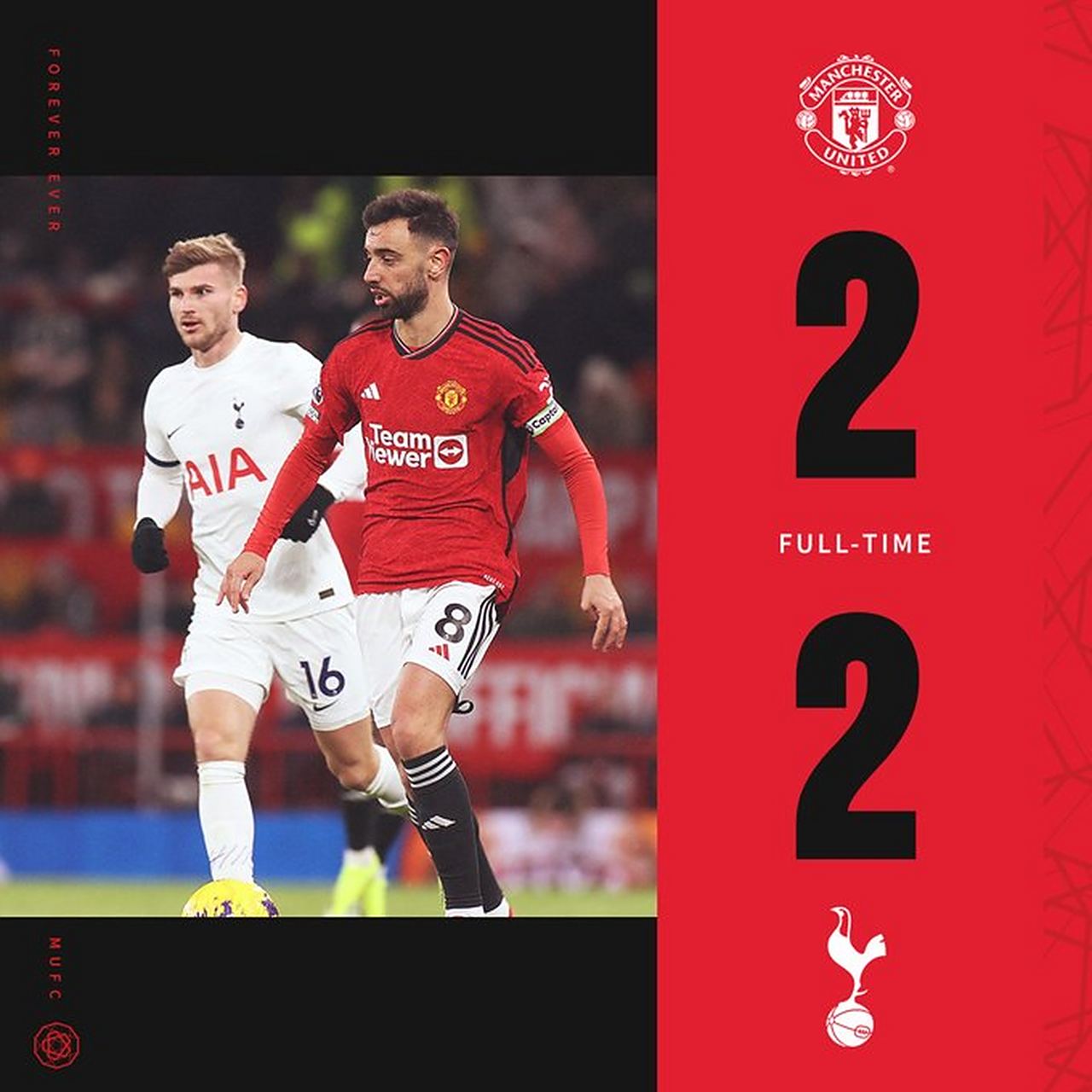 关于热刺战平曼联，双方争夺平局的信息